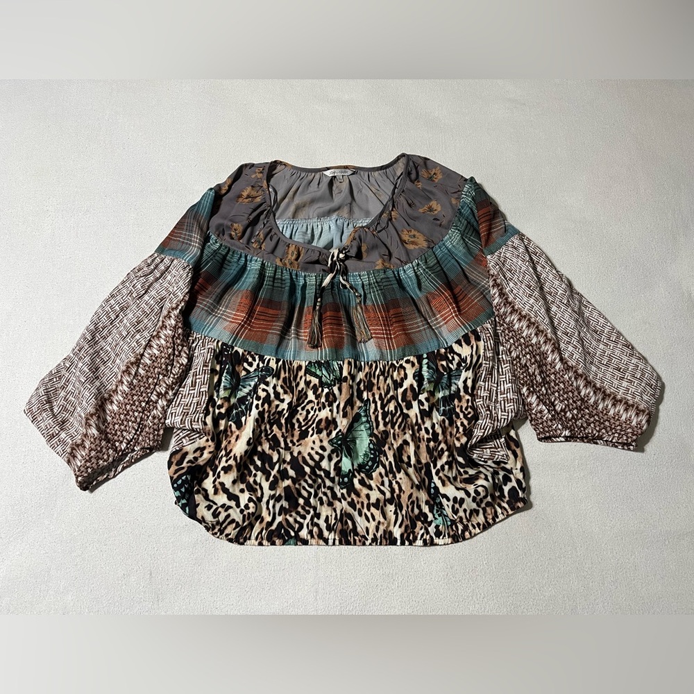 John Mark Women’s Size‎ Large Short Length Top Balloon Sleeve Blouse Shirt